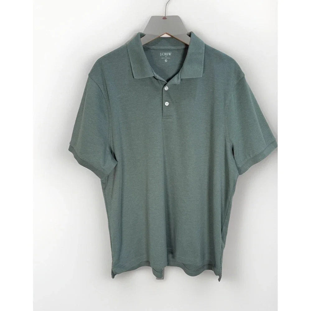 J CREW Polo Shirt Men's Sz XL Soft Touch Short Sleeve Sage Green Preppy Golf